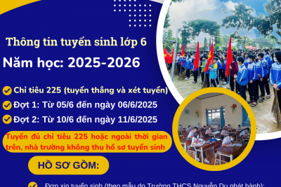 Trường THCS Nguyễn Du thông tin tuyển sinh lớp 6